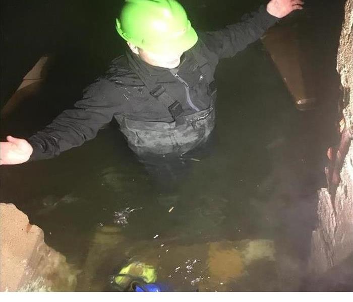 Technician in deep water